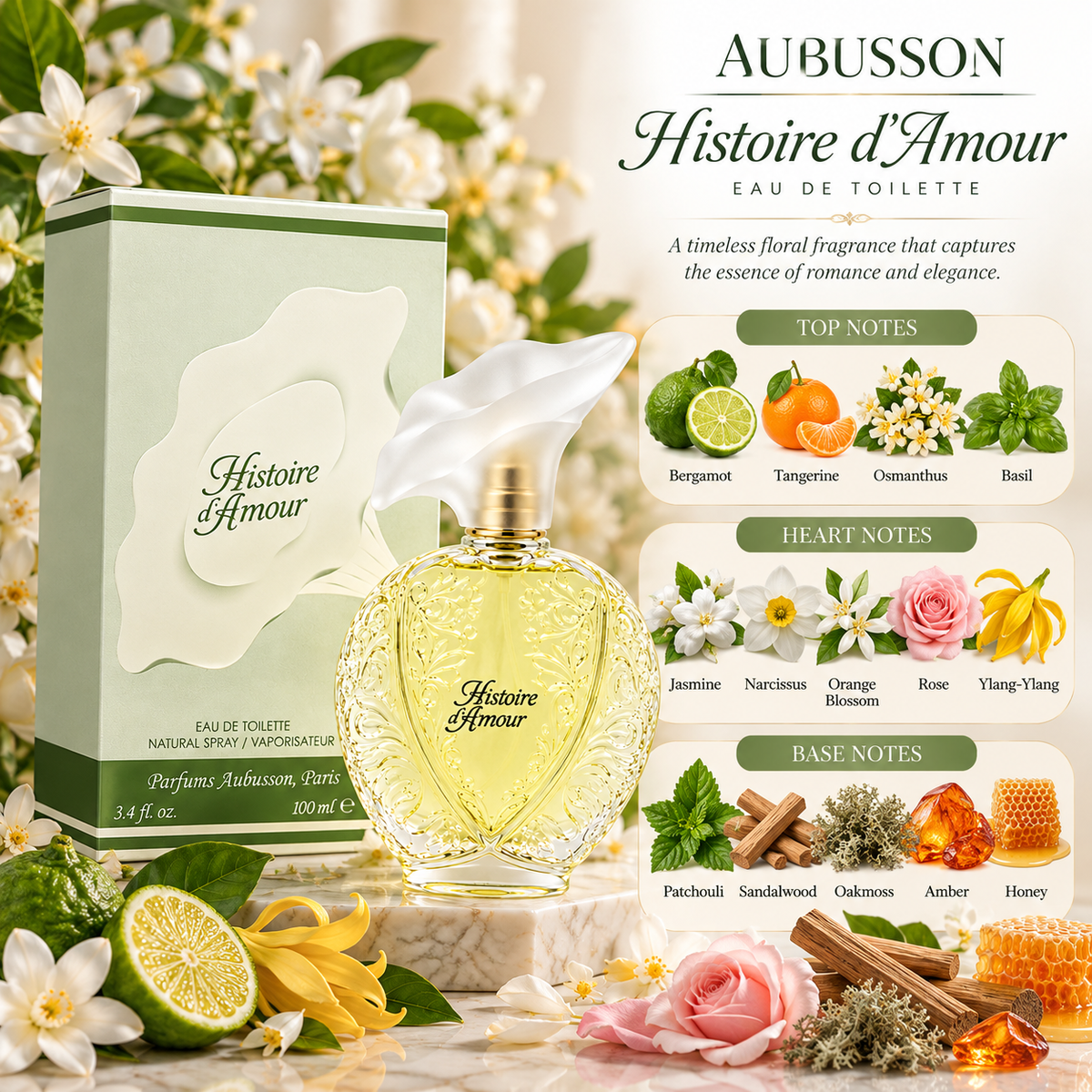 Histoire D'Amour by Aubusson Women's Eau De Toilette Spray 3.4 oz