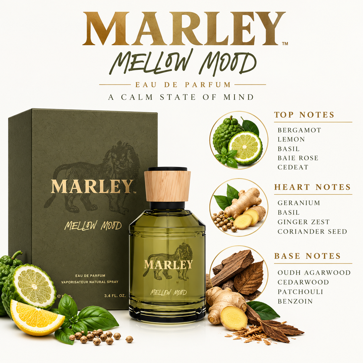 Marley Fragrance Unisex Mellow Mood EDP Spray 3.4 oz