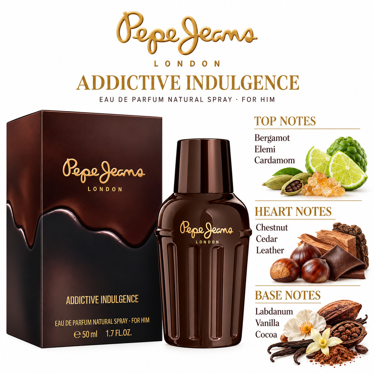Pepe Jeans London Men's Addictive Indulgence EDP Spray 1.7 oz Fragrances