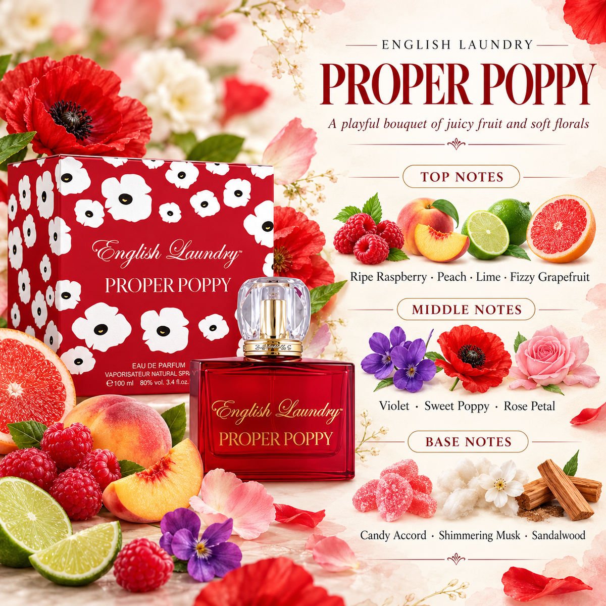 English Laundry Proper Poppy by English Laundry Eau De Parfum Spray 3.4 oz