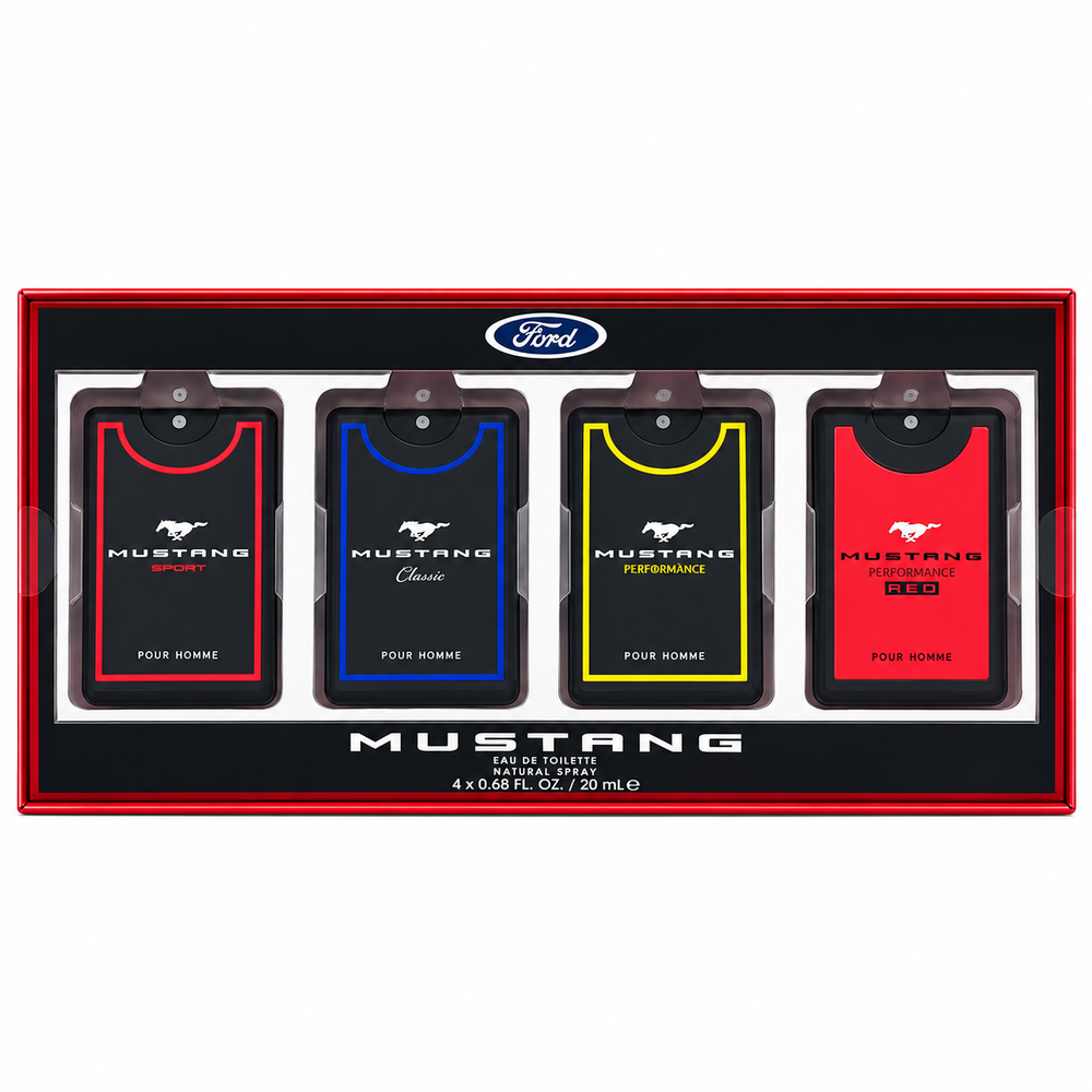 Ford Mustang Legacy Men’s Eau De Toilette Spray Cologne Gift Set - 4 x 0.68 oz / 20ml