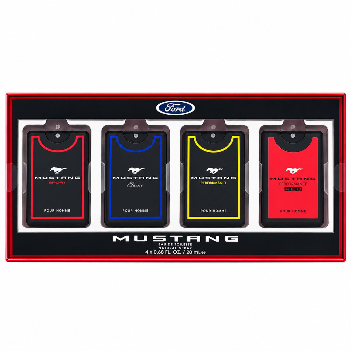 Ford Mustang Legacy Men’s Eau De Toilette Spray Cologne Gift Set - 4 x 0.68 oz / 20ml