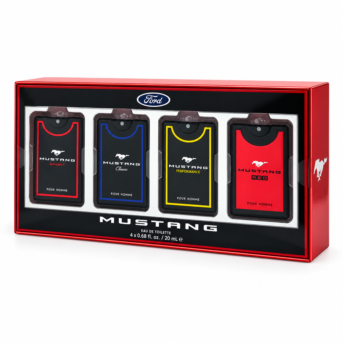 Ford Mustang Legacy Men’s Eau De Toilette Spray Cologne Gift Set - 4 x 0.68 oz / 20ml