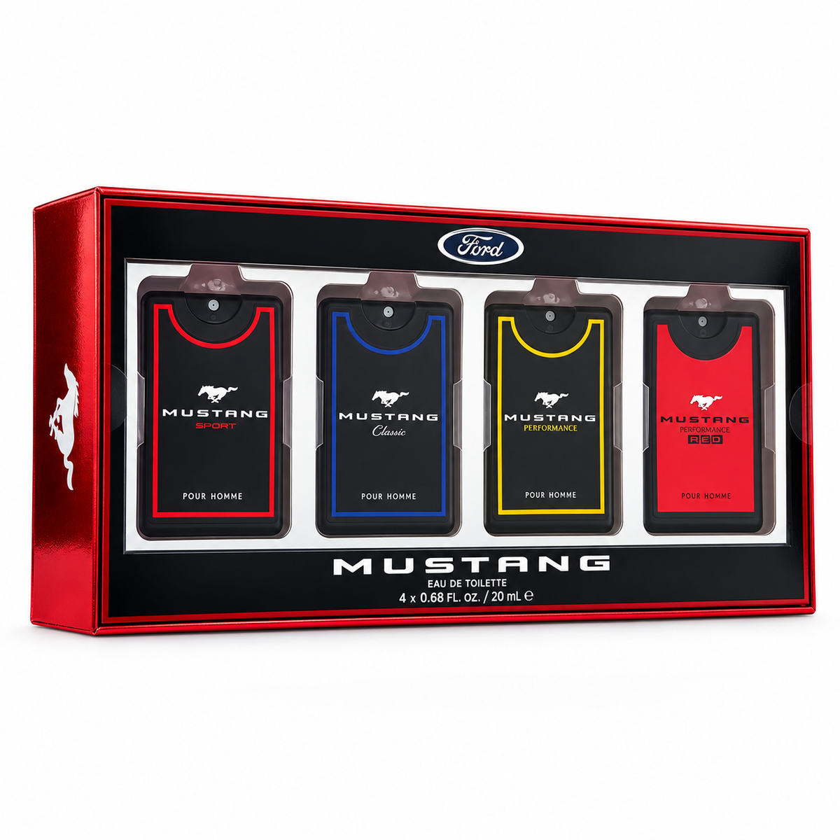 Ford Mustang Legacy Men’s Eau De Toilette Spray Cologne Gift Set - 4 x 0.68 oz / 20ml