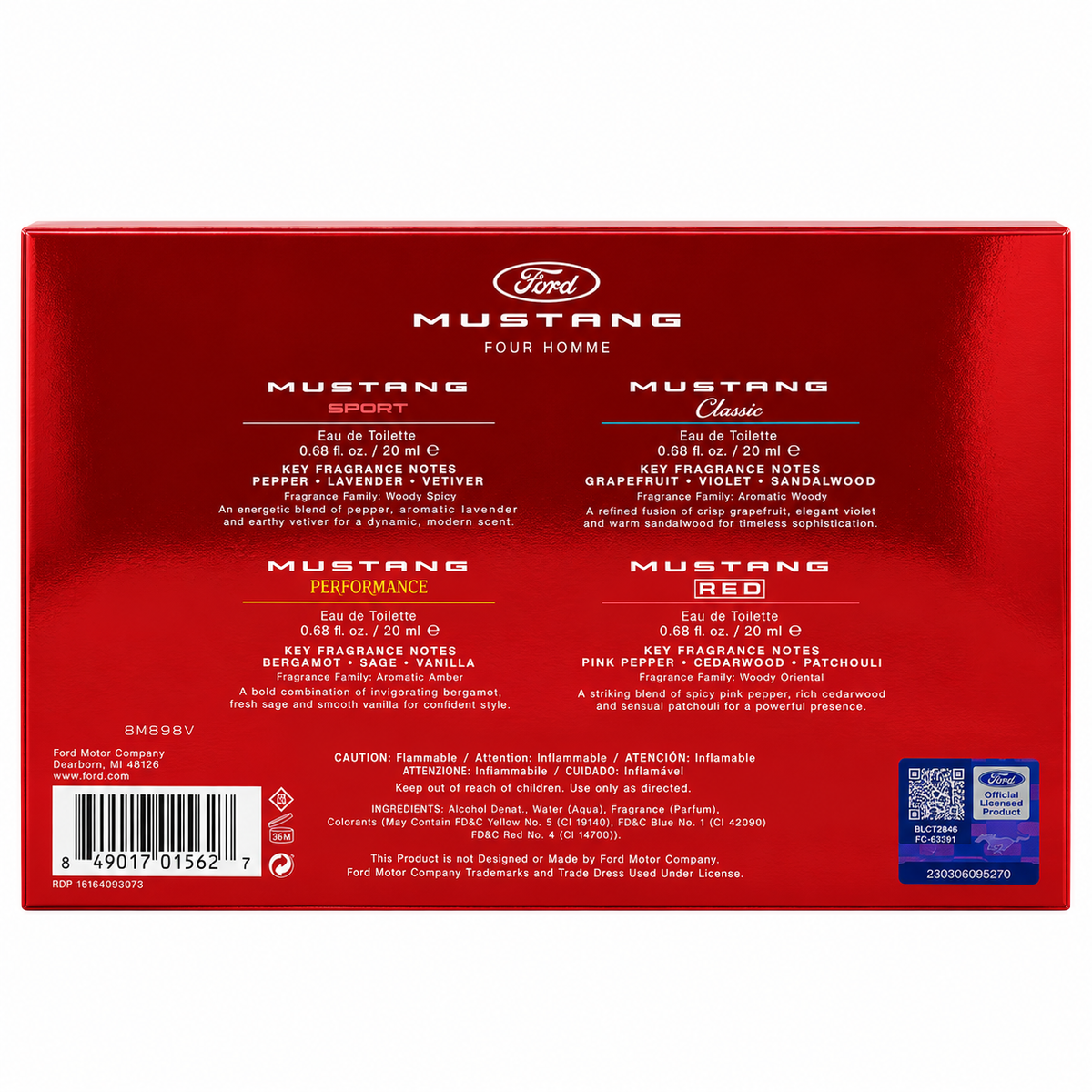 Ford Mustang Legacy Men’s Eau De Toilette Spray Cologne Gift Set - 4 x 0.68 oz / 20ml