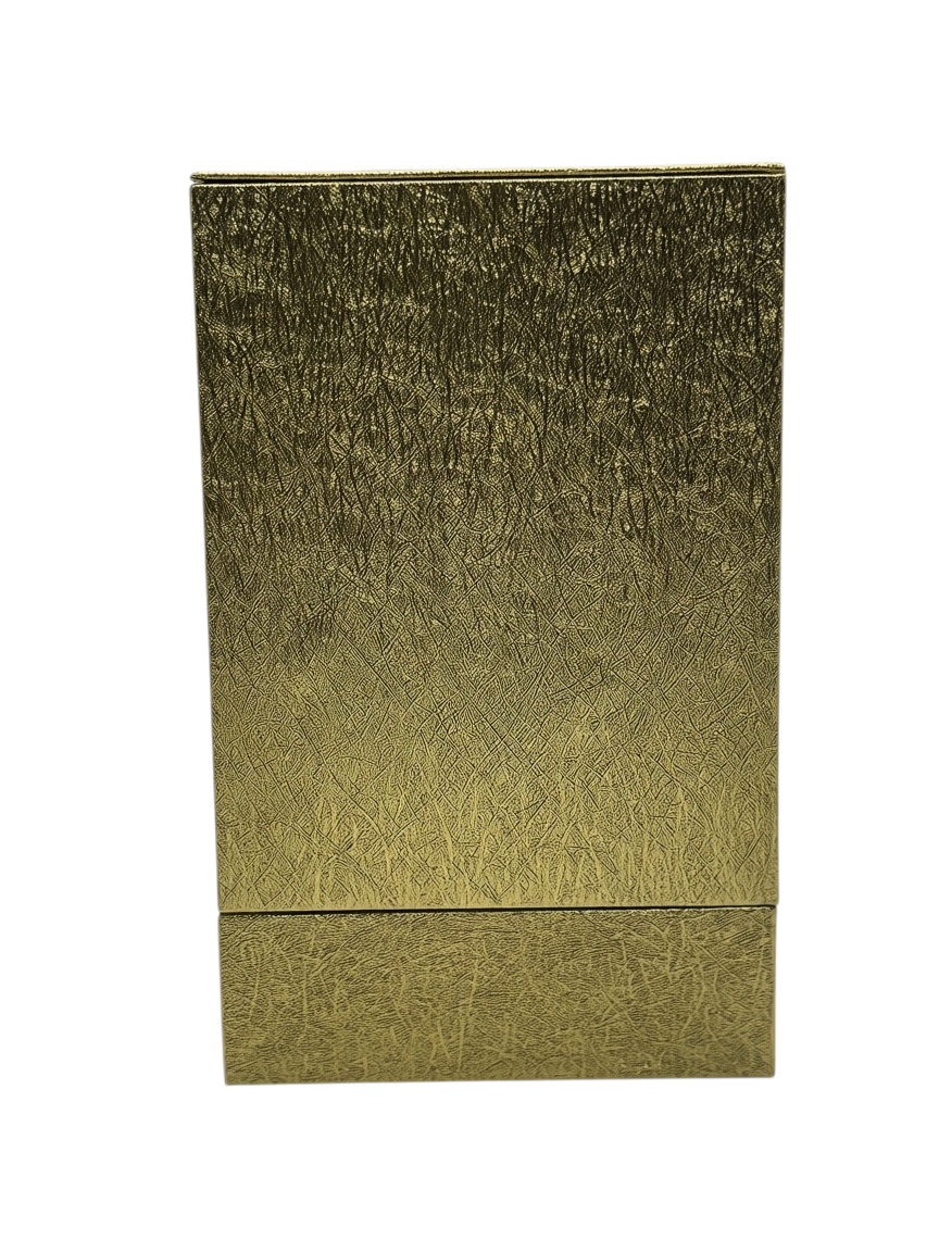 Paradime Enterprise LLC Ajmal Gold Collection V unisex perfume box in a textured metallic gold finish.