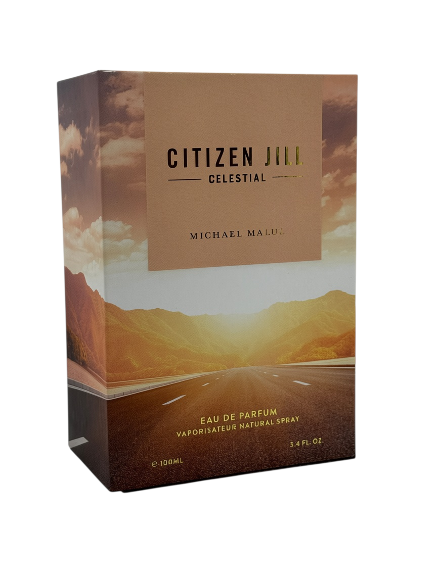 Paradime Enterprise LLC Michael Malul Citizen Jill Celestial eau de parfum 3.4 oz box with scenic road landscape
