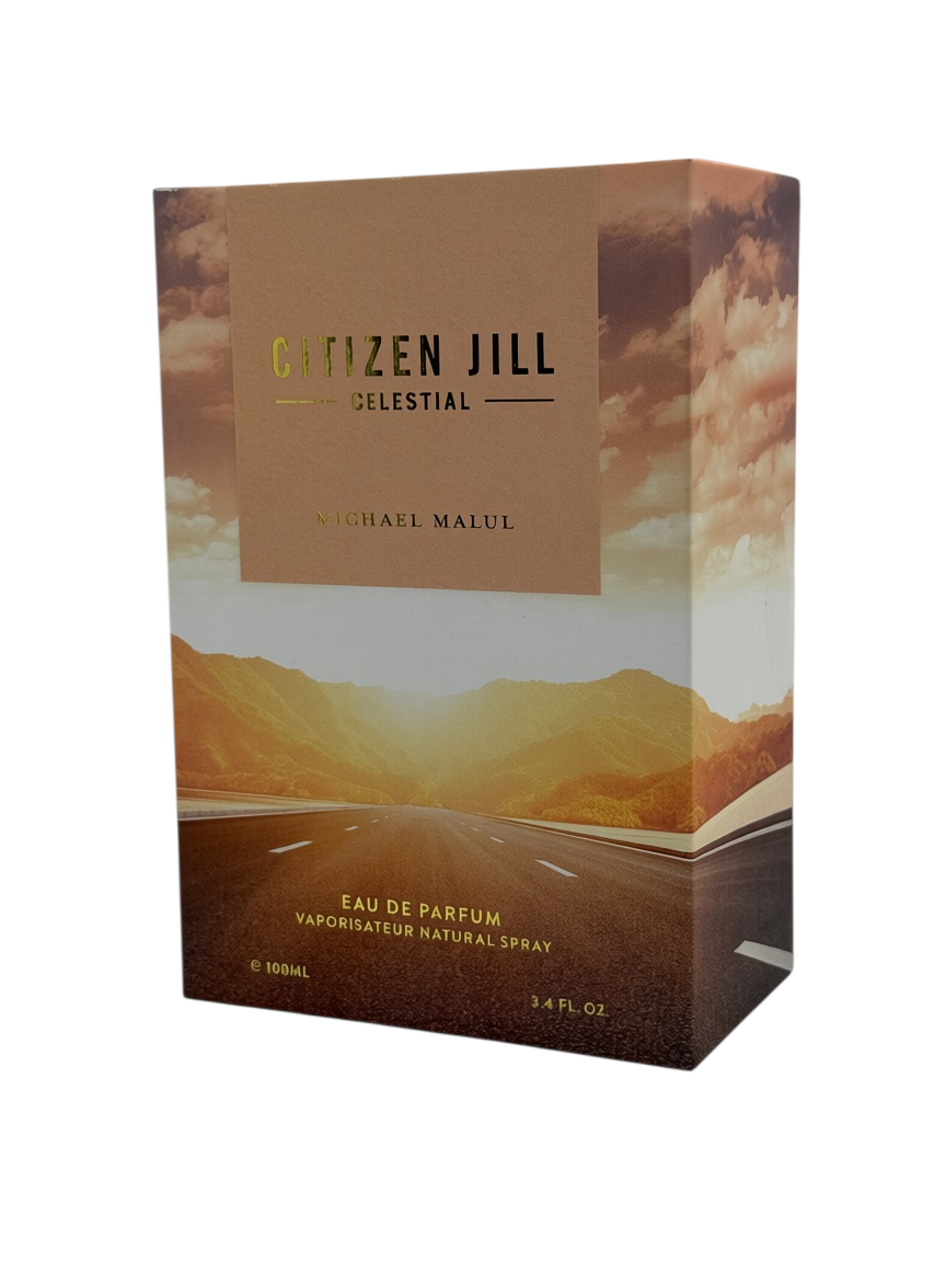Paradime Enterprise LLC Michael Malul Citizen Jill Celestial eau de parfum 3.4 oz box with sunset road landscape