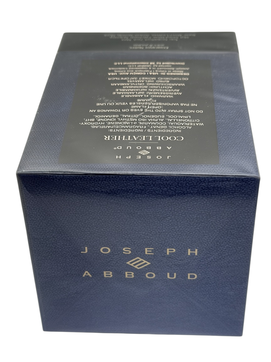 Paradime Enterprise LLC Joseph Abboud Cool Leather fragrance box in dark blue textured packaging with silver text