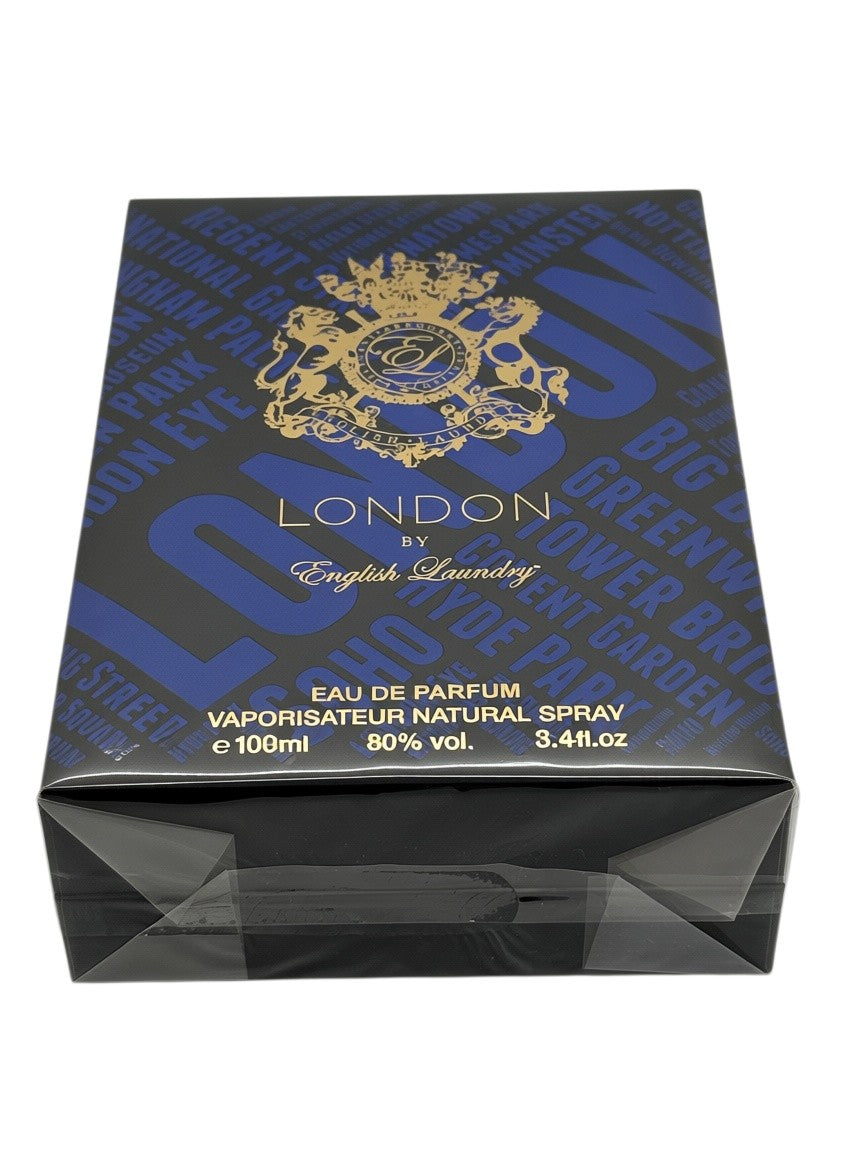 Paradime Enterprise LLC English Laundry London eau de parfum spray box with blue and black typography design.