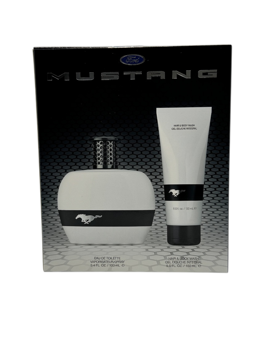 Paradime Enterprise LLC Ford Mustang White fragrance gift set featuring an EDT spray and hair and body wash.