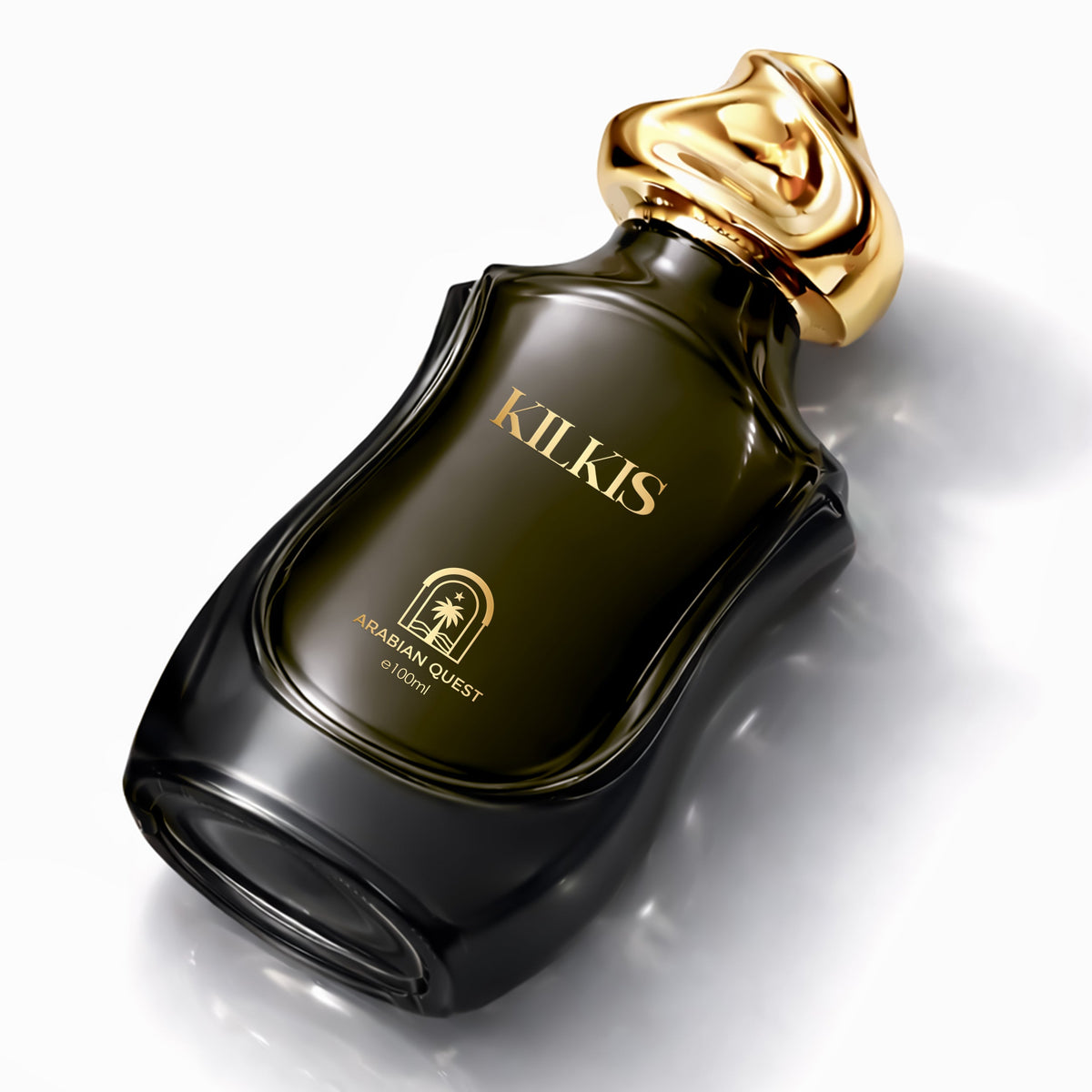Paradime Enterprise LLC Kilkis Extrait De Parfum in a dark glass bottle with a luxurious gold cap.