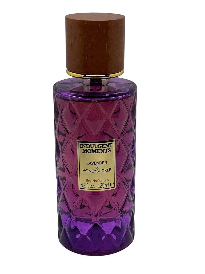 Paradime Enterprise LLC Indulgent Moments lavender and honeysuckle perfume in a purple quilted glass bottle