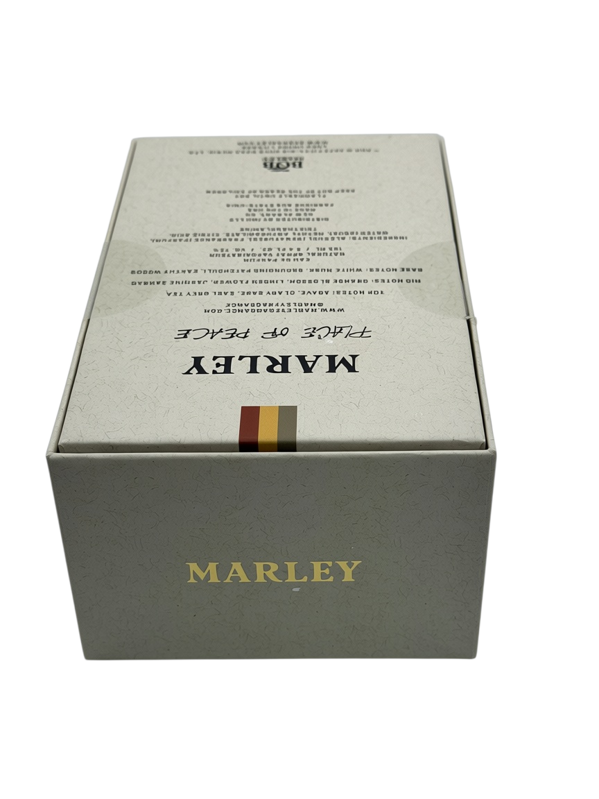 Paradime Enterprise LLC Marley Place of Peace unisex eau de parfum box featuring neutral textured packaging