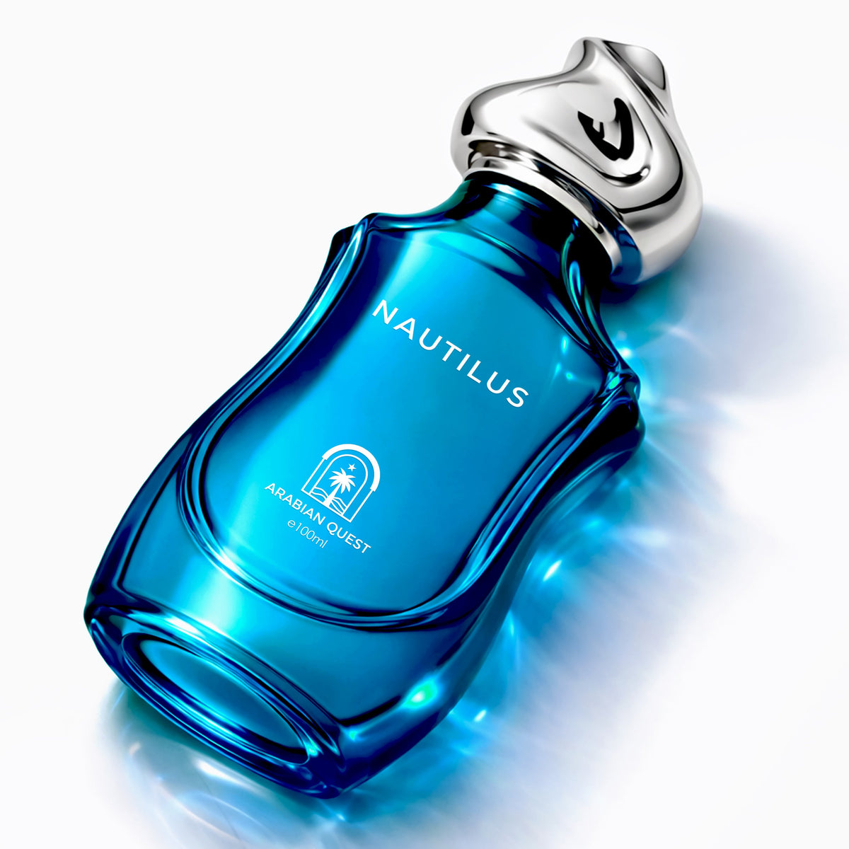 Paradime Enterprise LLC Nautilus Extrait De Parfum in a sleek blue glass bottle with a silver cap.