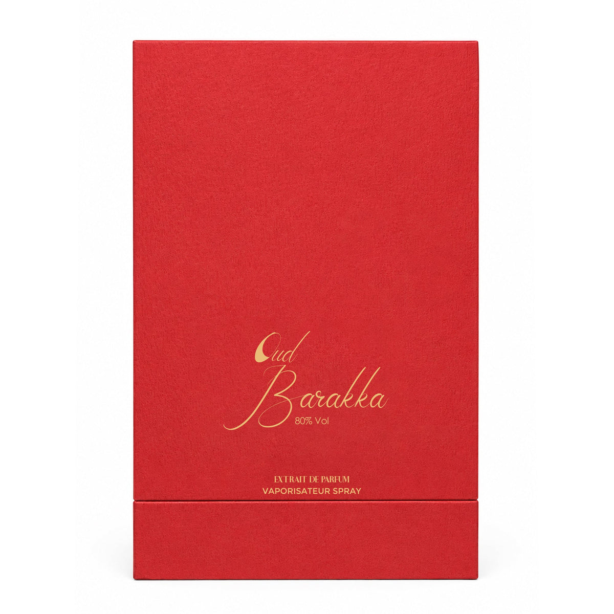 Paradime Enterprise LLC Arabian Quest Oud Barakka Extrait de Parfum in a vibrant red rectangular presentation box.