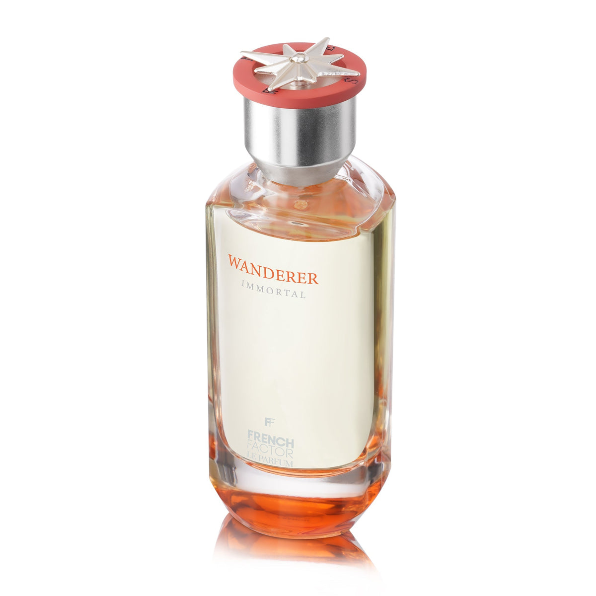 Paradime Enterprise LLC Wanderer Immortal Le Parfum by French Factor in a glass bottle with a unique star-shaped cap.