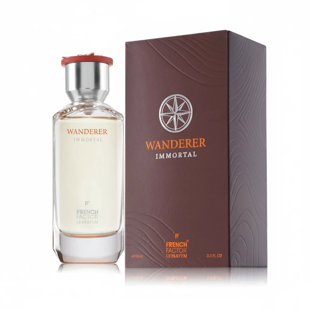 Paradime Enterprise LLC Wanderer Immortal Le Parfum 100ml bottle and box with citrus, spice, and woody notes